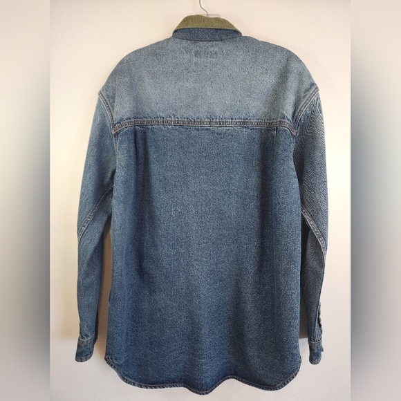 Five CM Men's Denim Blue Jean Shirt Snap Front Shacket, Size Small - Picture 9 of 15